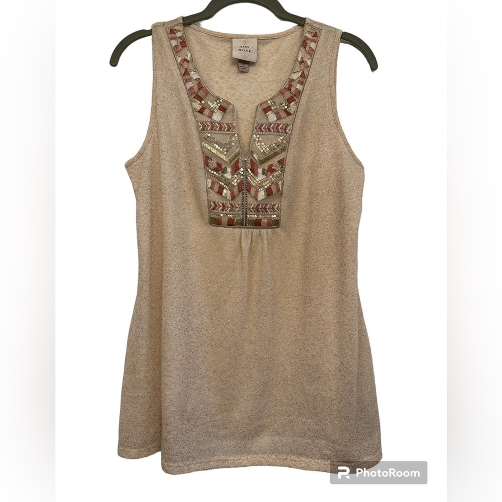 Knox Rose small Boho bohemian tank embroidered top pink